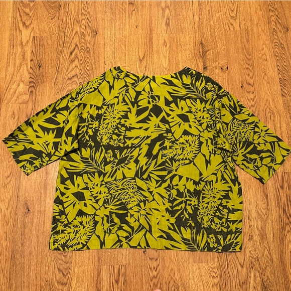 Bryn Walker Green Black 100% Linen Oversized Top Size Small - Picture 2 of 10